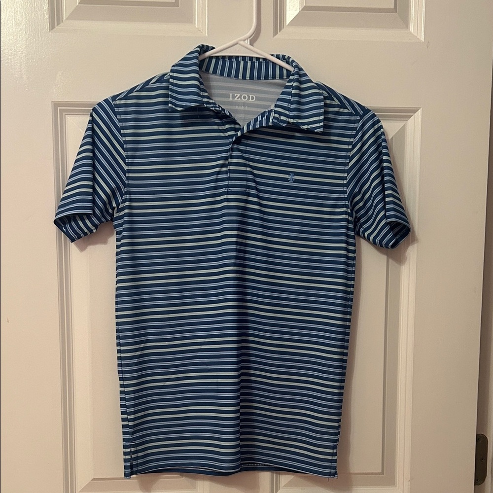 IZOD Navy and White Striped Kids Polo
